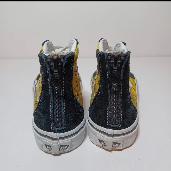 Kids VANS Logo Repeat SK8-HI Sneakers SIZE 12.5 Yellow Black Zip Back - Picture 8 of 9